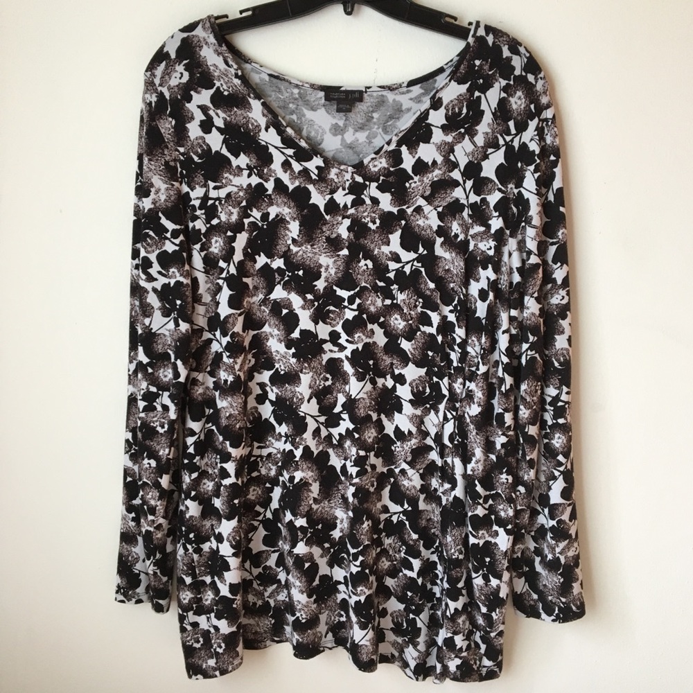 J. Jill Black and White Long Sleeve Shirt